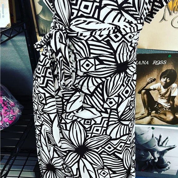 🔥 BISOU BISOU VINTAGE 1990’s PLUS SIZED TRUE WRAP BROWN FLORAL DRESS 18 - Picture 6 of 10